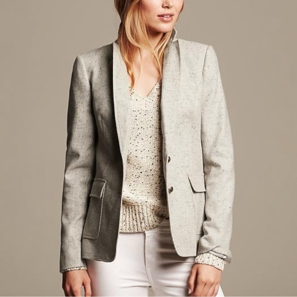Banana Republic Jackets & Blazers - BANANA REPUBLIC Speckled Grey Wool Blazer Hack Jacket Women’s Size 8